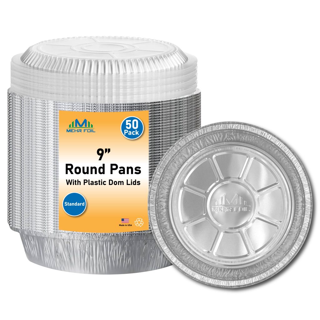 9″ ROUND Aluminum PANS 50 Count with Lids (Standard) 8 UNIT PER BOX ...